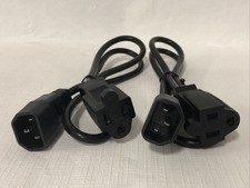 Lot Set of 2 Black Power Cord 3ft IEC C14 - C13 18AWG 15A/1875W 100-250V
