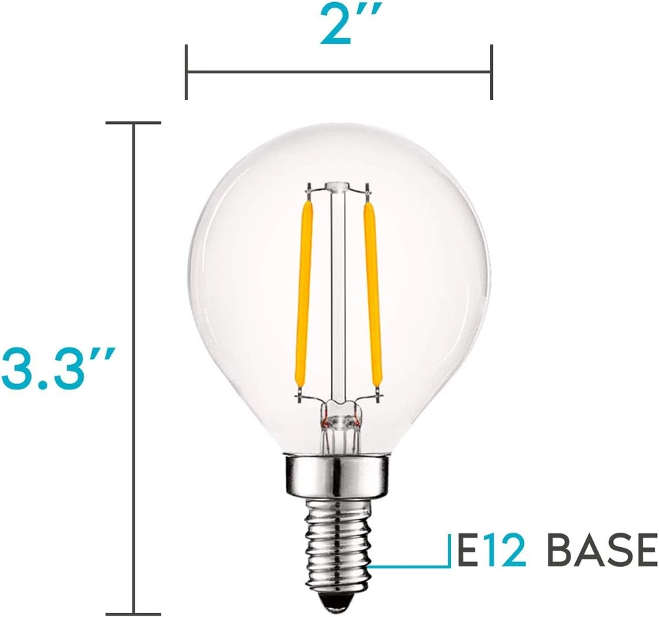 4W Vintage G16.5 LED Globe Light Bulbs Dimmable, 2700K Warm White, 400 - Image 3 of 4