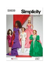 SIMPLICITY 9939 DOLL CLOTHES 11.5" 29cm Sewing Pattern Skirt Pants Dress