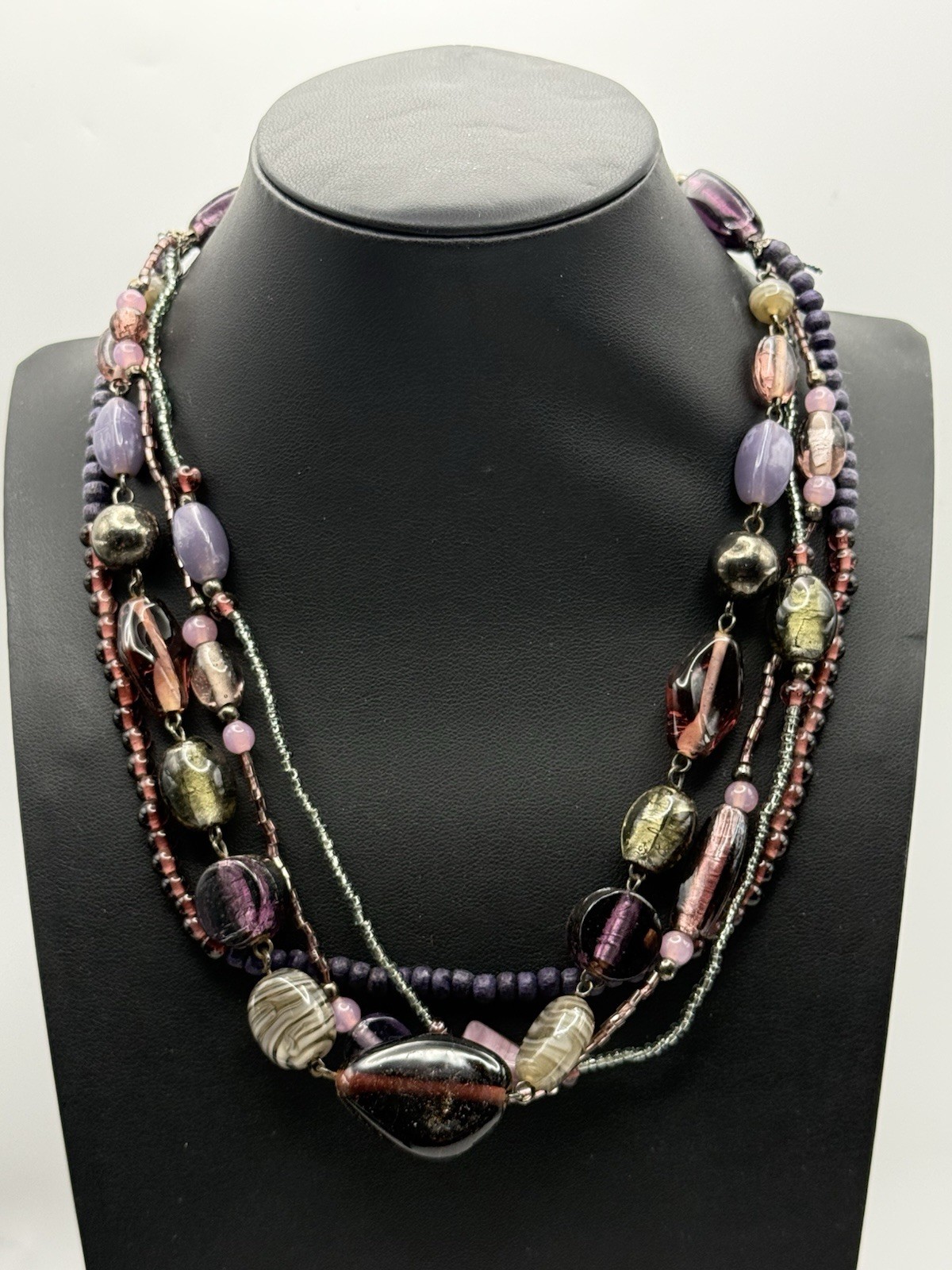 Cookie Lee Purple Multi-Strand Statement Necklace… - image 1