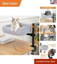 Large Cat Desk Bed - 360 Rotating Height Adjustable, Soft Removable Desk Cat ...