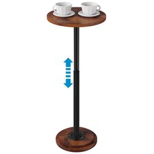 Drink Table, Small Side Table with Adjustable Height  1Pack, Rustic Brown
