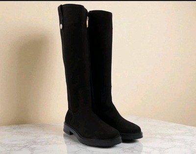 TOMMY HILFIGER BLACK SUEDE KNEE HIGH BOOTS SIZE UK RRP £210