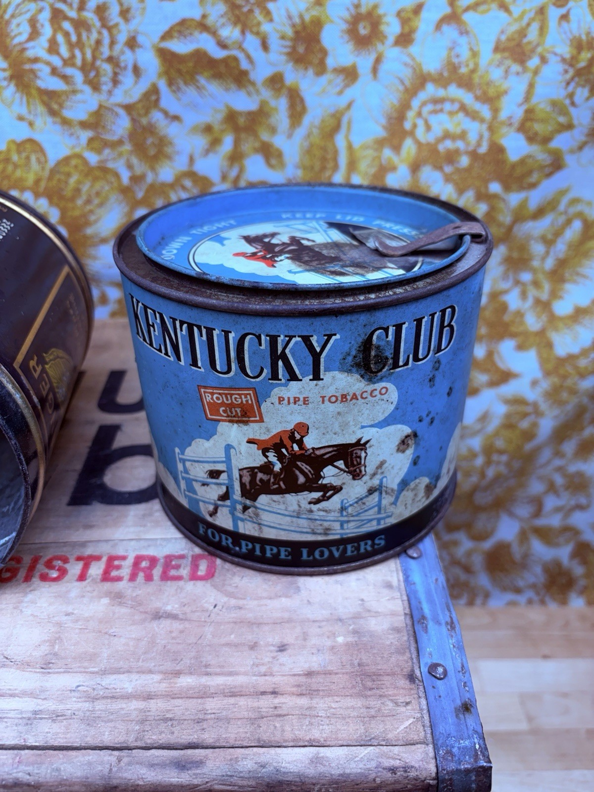 Vtg Tobacco Tin Lot Union Leader Lucky Strike Blue Boar Mayo Granger All Empty