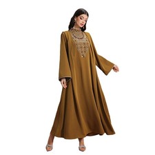 Muslim Women Vintage Loose Maxi Dress Abaya Long Robe Dubai Evening Gown Caftan