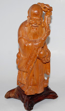 Pair of Chinese Carved Wood Raised Character Wall Panels Fu & Shou 24x42