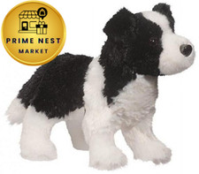 Douglas Meadow Border Collie Plush Stuffed 8" 20 cm Long, Black / White