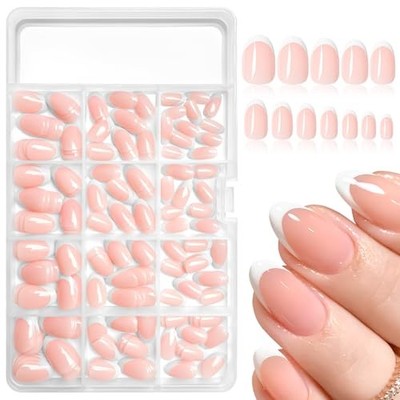 White French Tip Press on Nails Short Pattern D-White French Tip Short Oval
