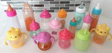 Lot Baby Doll Milk & Juice Bottles Sippies Dissappearing Mixed Play Toys 