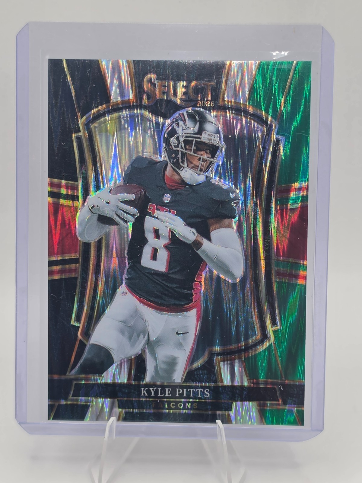 2025 Panini Select Kyle Pitts Black & Green Shock Prizm #147  FALCONS