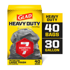 Forceflex Heavy Duty Large Drawstring Trash Bags, Hold 80+ Pounds, 30 Gallon, 40
