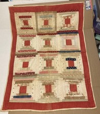 Antique 19TH Century Child's Baby Crib Log Cabin Quilt 35" X 25"