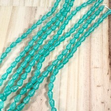 Czech Pressed Smooth Drop Glass Beads 8x5.5mm Pearlized Green Turquoise 22pcs