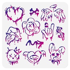 11.8"x11.8" Street Graffiti Wall Stencil Templates, Street Art Reusable Plast...