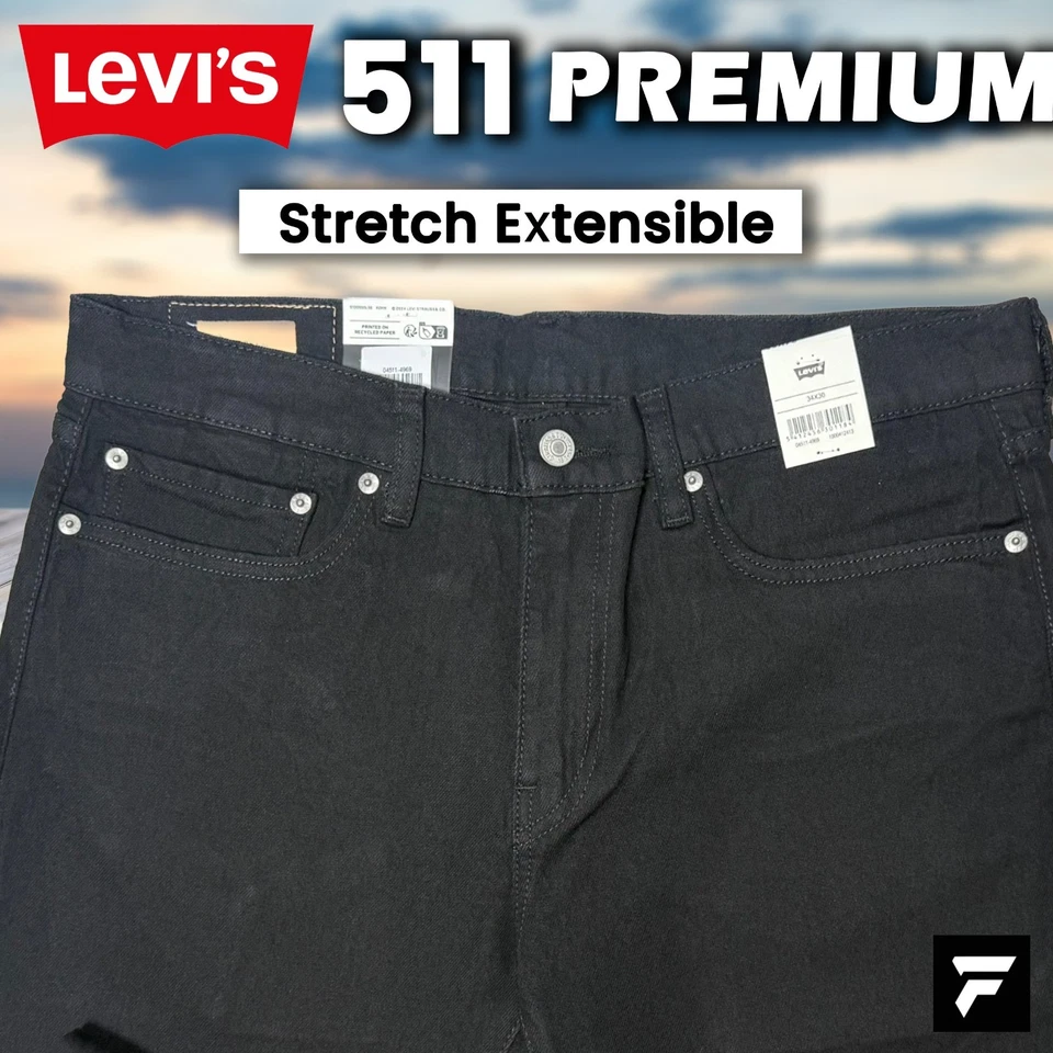 Levi's 511 Original Slim Fit Mens Jeans Dark Blue Black All Size - Image 3 of 4