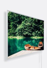 Könighaus Infrarotheizung Panorama P-600 Watt weißer Rahmen Ultra HD Boot u. See