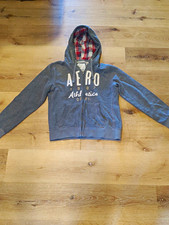 Aeropostale Gray Fleece Full Zip Hoodie Graphic Logo Pockets girls L