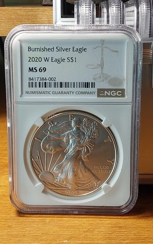 2020 W Burnished American Silver Eagle PF 69 Ultra Cameo