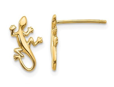 Ohrstecker 14 Karat Gelbgold poliert Gecko Eidechse