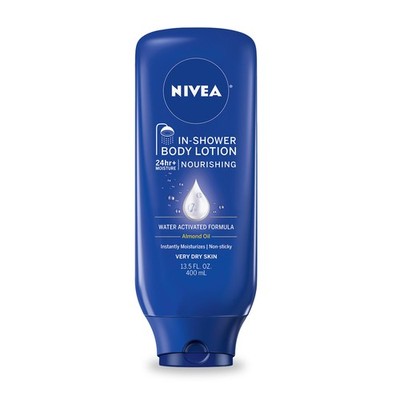 NIVEA Nourishing In Shower Lotion, Water 13.5 Fl Oz (Pack of 1), Dark Blue