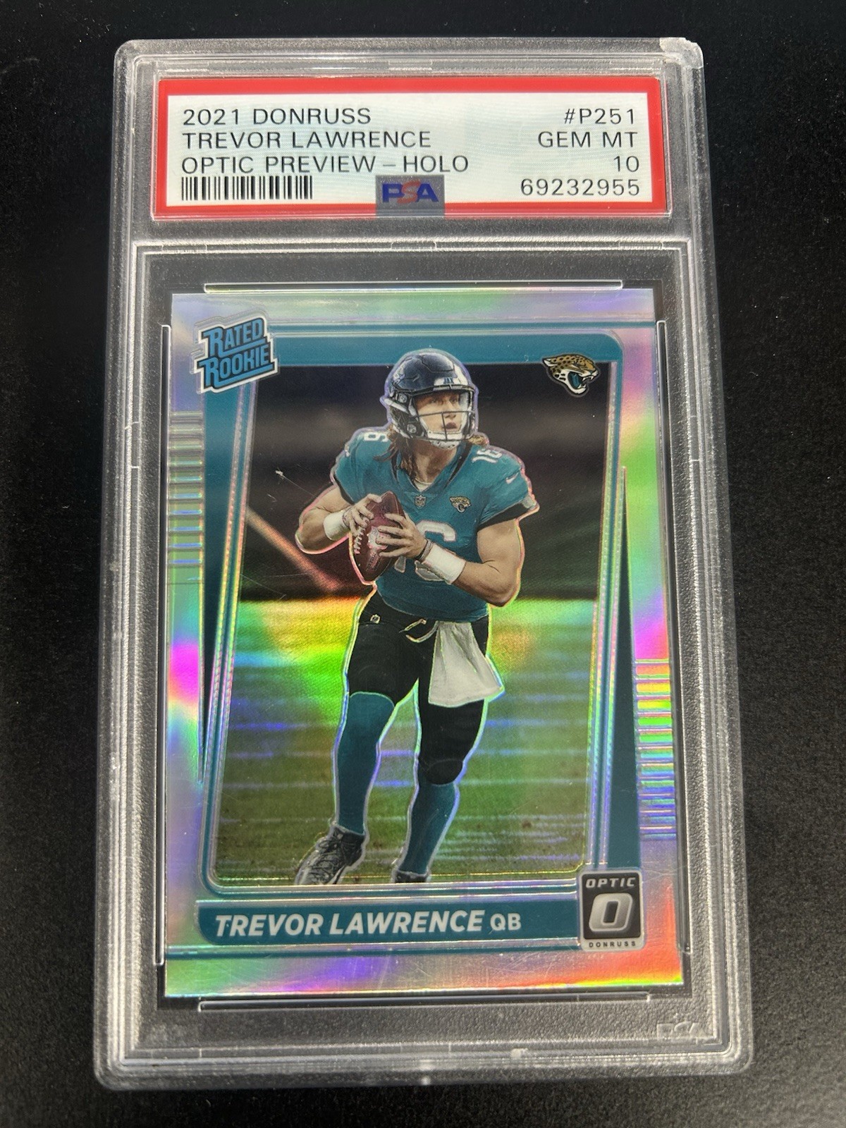 2021 Donruss Optic Trevor Lawrence Preview Holo #P-251 Rookie RC PSA 10 Pop 25!