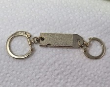 Vintage Valet Keychain Textured Goldtone Metal Two Sided Double Keyring