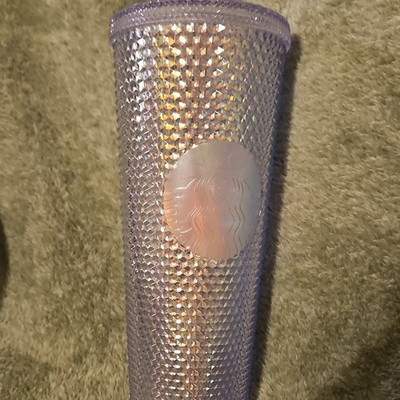 Starbucks Purple Geometric Plastic Tumbler 24oz 710ml Reusable Drink Through Lid