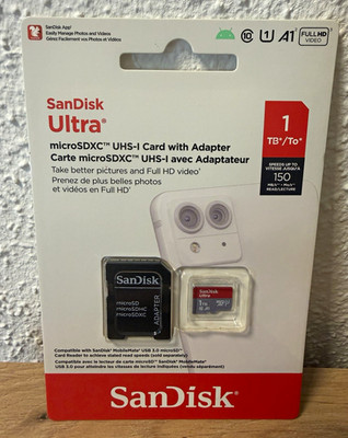 SanDisk Ultra microSDXC UHS-I 1TB A1 150MB/s Speicherkarte mit SD-Adapter