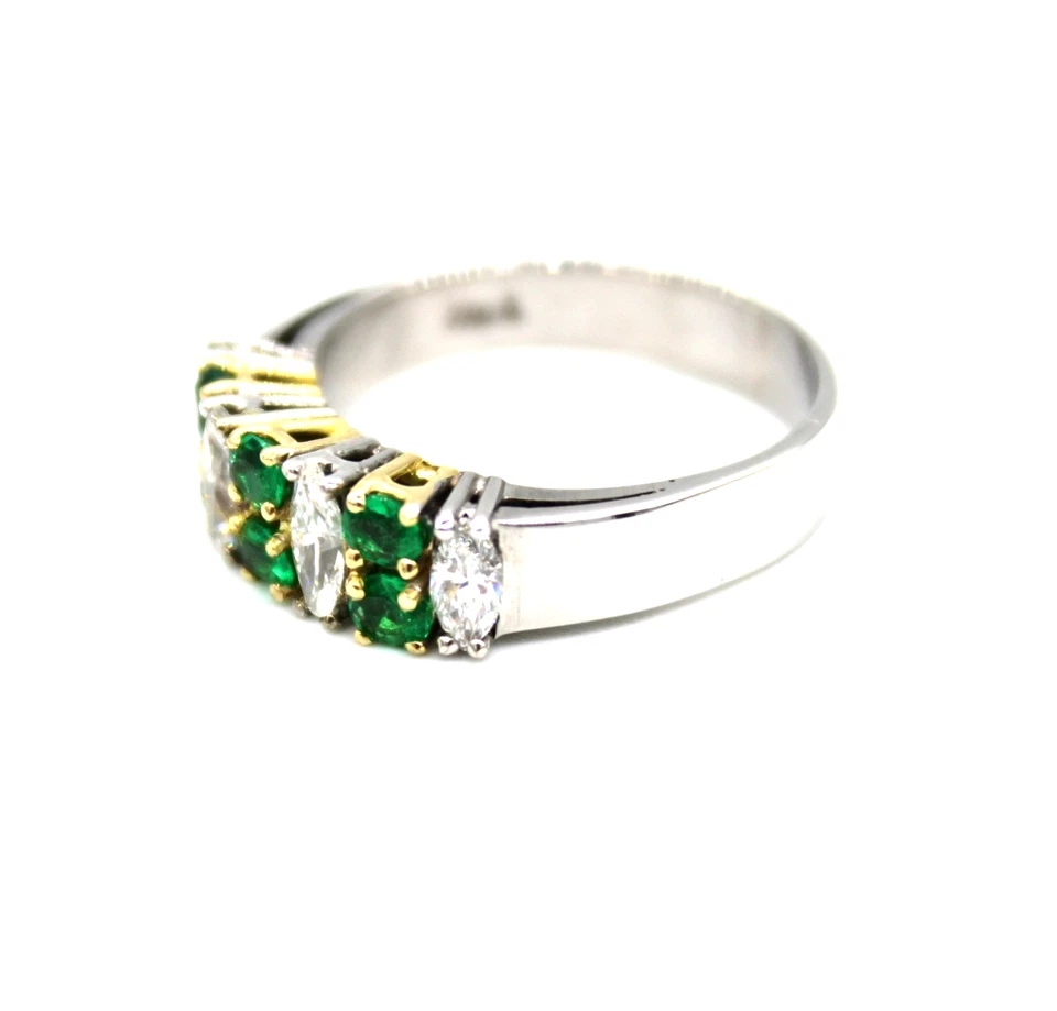750 Bicolor Gold Ring Smaragd 0,41 ct. Diamant 0,65 ct. E / IF Damenring RW 53 - Bild 3 von 4