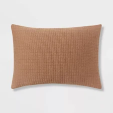 King Jersey Quilt Sham Light Brown - Threshold: Cotton Knitted, Check Jacquard
