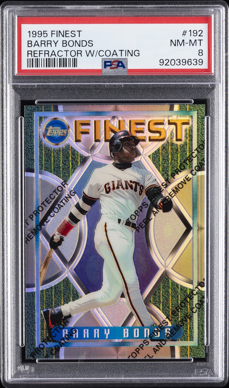 1995 FINEST REFRACTOR W/COATING #192 BARRY BONDS PSA 8