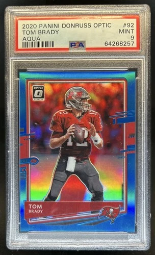2020 Panini Donruss Optic Tom Brady Aqua Prizm #/299 Buccaneers PSA 9