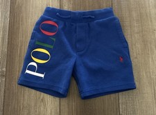 Polo Ralph Lauren Boys 4 - 4T Knit Shorts Blue Large Spell Out