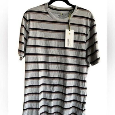 NWT Larsson & Co Men s Pale Blue Stripes Short Sleeve Shirt - Size Medium