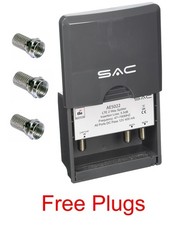 SAC  Outdoor Or Masthead 2 Way TV Aerial Splitter UHF TV Freeview Free Plugs