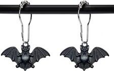 Set of 12 Bats Shower Curtain Hooks Rings Halloween Party Supplies Haunted House