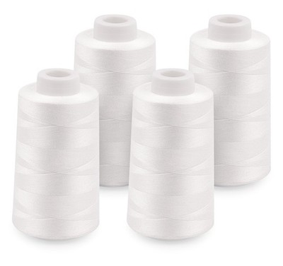 4 Pack White Sewing Thread, Serger Thread Cones of 3000 Yards Each, All Purpo...