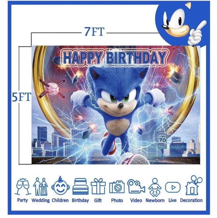 Sonic Hedgehog Birthday Party Banner (5x7) (DLT5) - Image 2 of 4