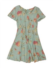 VINTAGE Womens A-Line Dress UK 8 Small Blue Floral DJ59