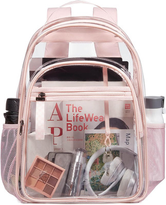 Large Clear Backpack with Reinforced Padded Straps Heavy Duty PVC Transparent Ba