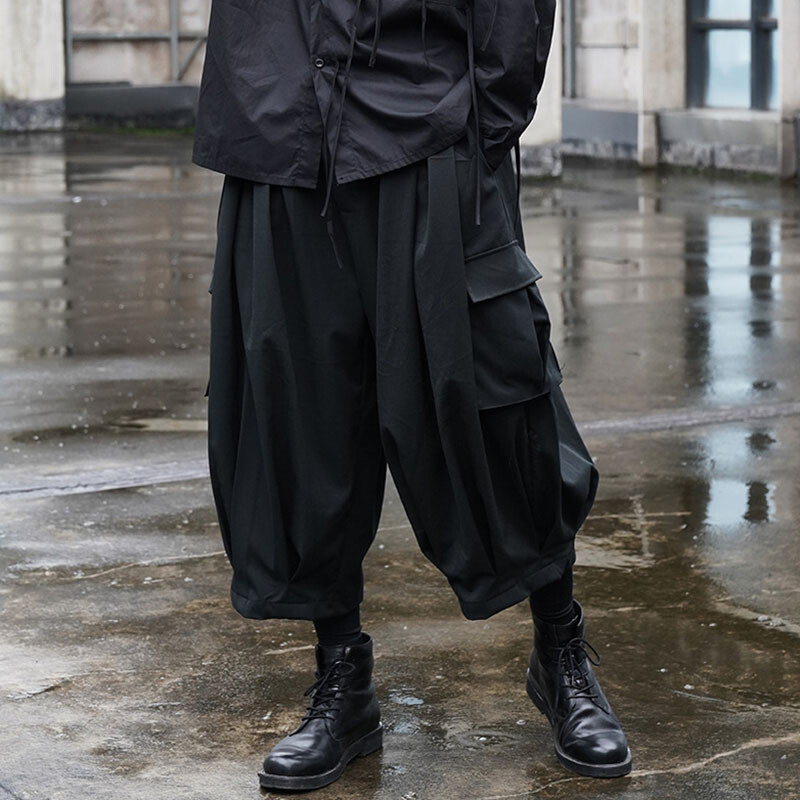 【irojikake/イロジカケ】 Tough Cargo Pants Mens Japanese Gothic Baggy Cargo Pants Punk Rock Trousers
