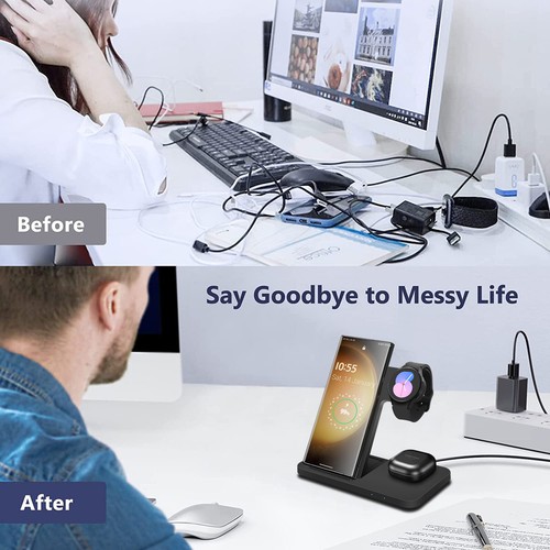3 in 1 Wireless Fast Charger Charging Station For Samsung Galaxy Watch Ultra S25 - Picture 21 of 23