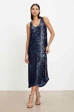 VELVET By Graham & Spencer Alena Sequin Tank Dress Baltic S $299 F10