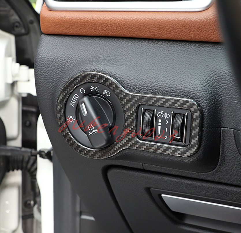 2PCS Real Carbon Fiber Headlight Switch Cover Trim For Maserati
