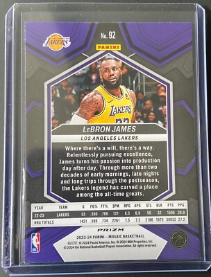 2023-24 Panini Mosaic LeBron James Blue Reactive Prizm, Card