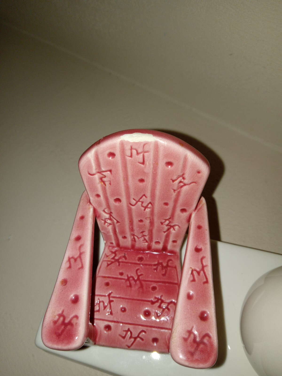 Nora Fleming Vintage Pink Adirondack Chair Mini w/NF All Over NEEDS