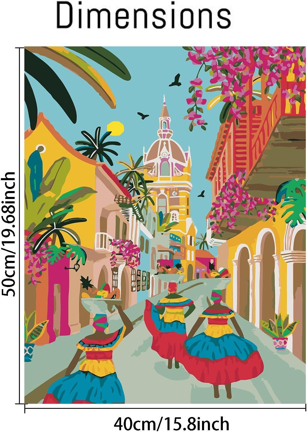 Paint by Numbers for Adults City Abstract Landscape，Boho Acrylic Paint