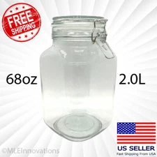 Hinged Lid Clamp Airtight Sealed Jar Food Storage Canister Glass 68oz Mason Jar