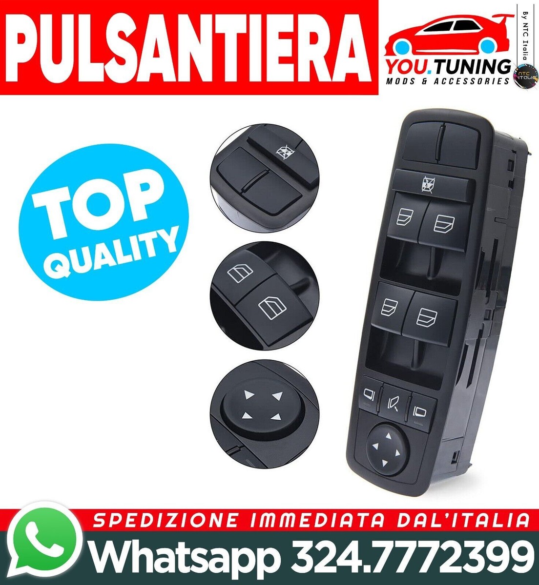 Ymiko Interruttore Alzacristallo Elettrico Lato Guida Per Mercedes A/B/GL/ML/R W169 W245 X164 W164 - 6