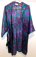 Victoria Secret floral satin robe purple green one size Vintage kimono